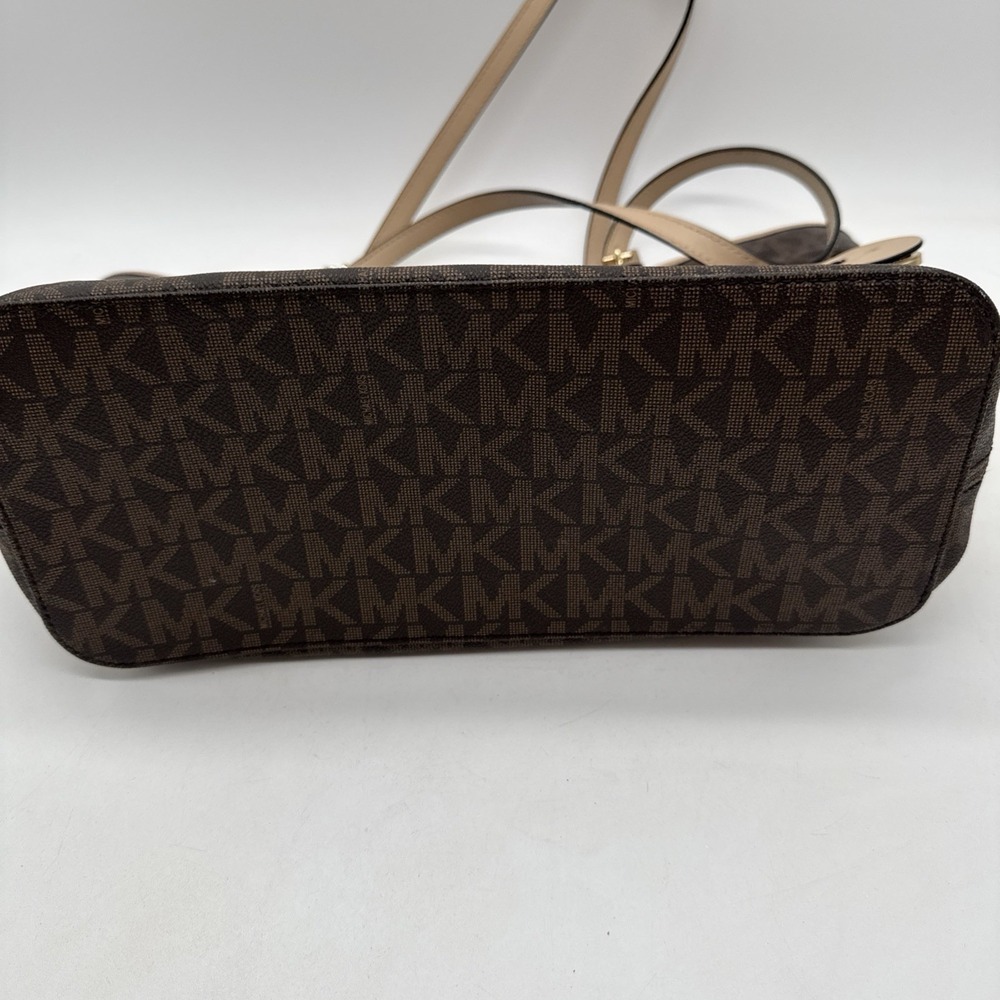 Michael Kors Tote Purse Bag MK All Over Leather Trim Large Size - Picture 7 of 7